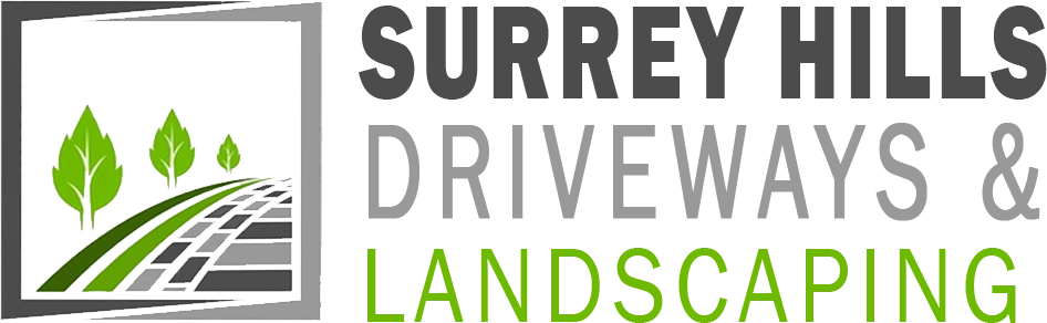 The logo for surrey hills driveways and landscaping