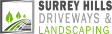 The logo for surrey hills driveways and landscaping