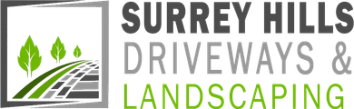 The logo for surrey hills driveways and landscaping