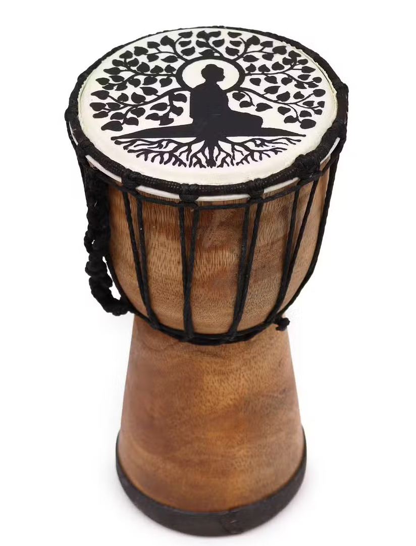 Boeddha Djembe met Brede Bovenkant – 25 cm