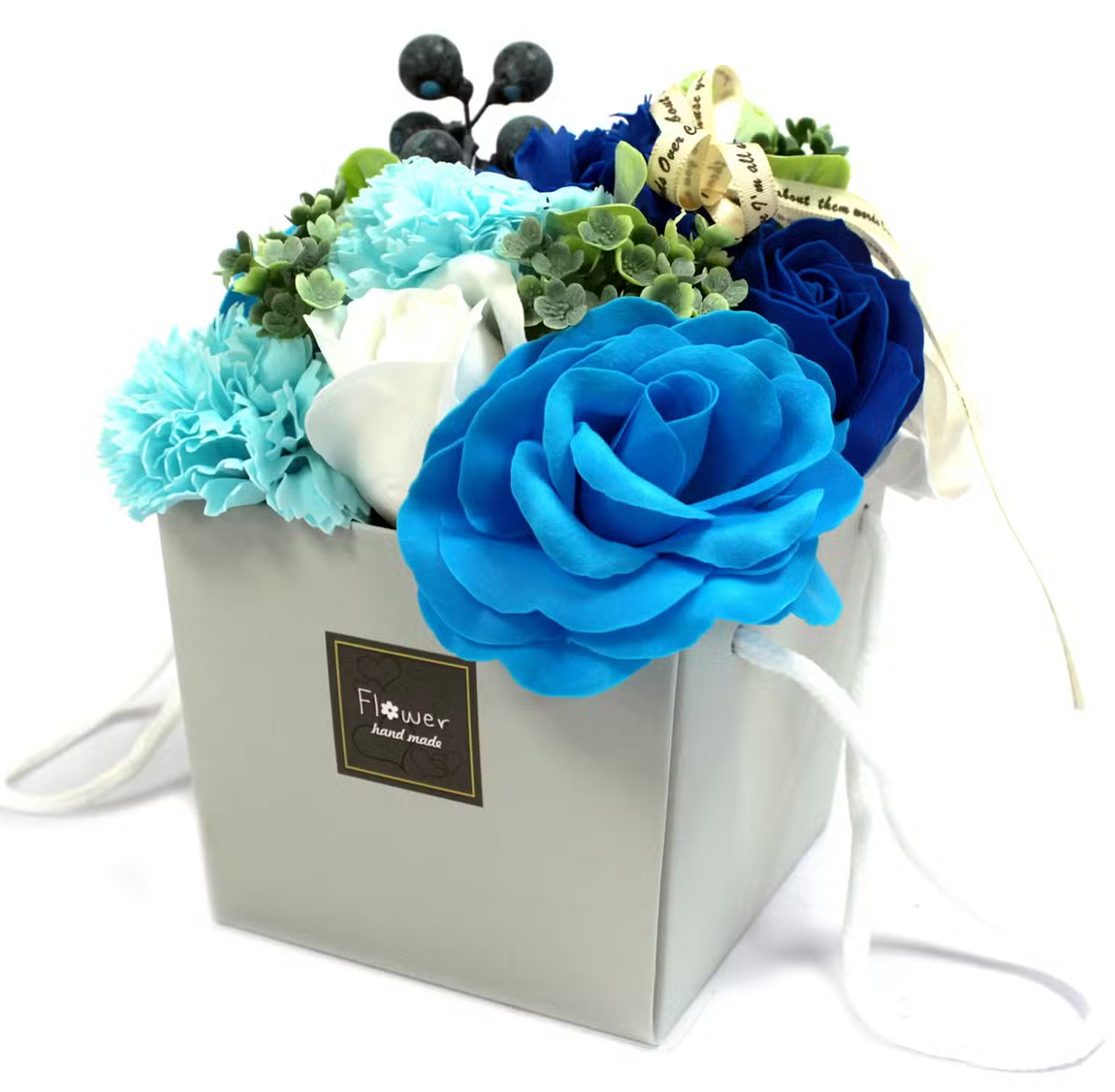 Luxe Zeepbloemen Boeket Blauwe Bruiloft