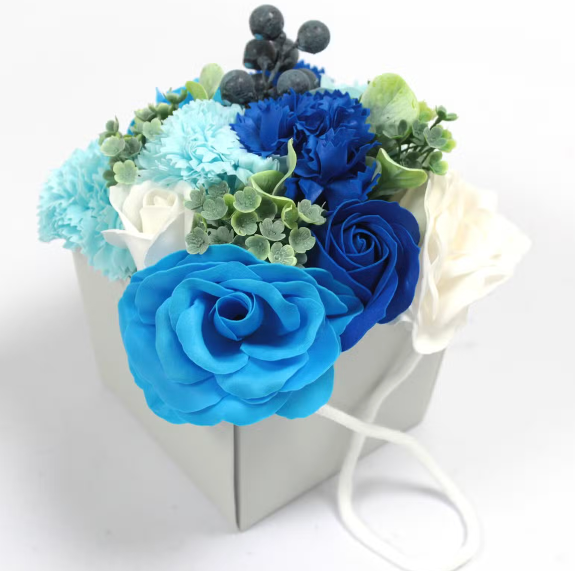 Luxe Zeepbloemen Boeket Blauwe Bruiloft