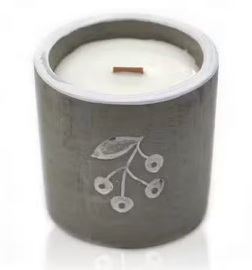 Kaars In Betonnen Pot - Medium - Jeneverbes & Zoete Gin