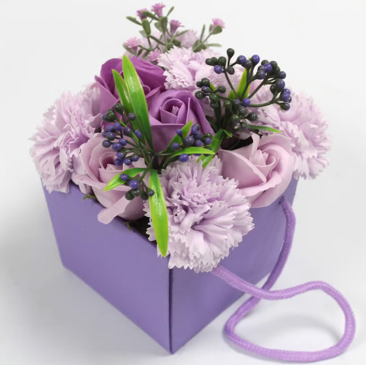 Luxe Zeepbloemen Boeket Lavendel Roos & Anjer