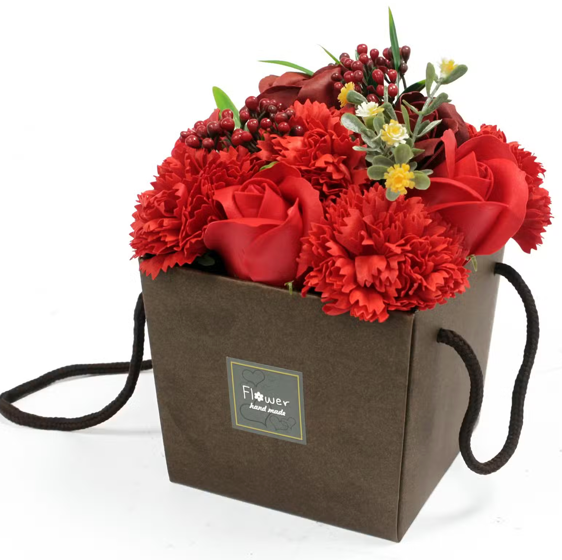 Luxe Zeepbloemen Boeket Rode Roos & Anjer