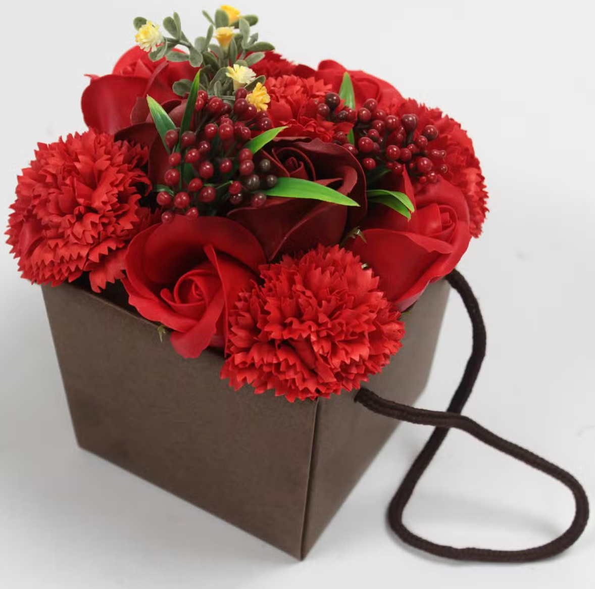 Luxe Zeepbloemen Boeket Rode Roos & Anjer