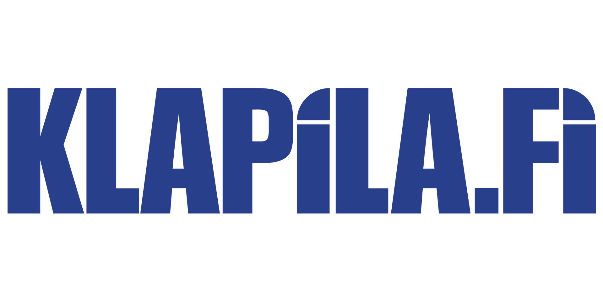 A blue logo for klapila.fi on a white background