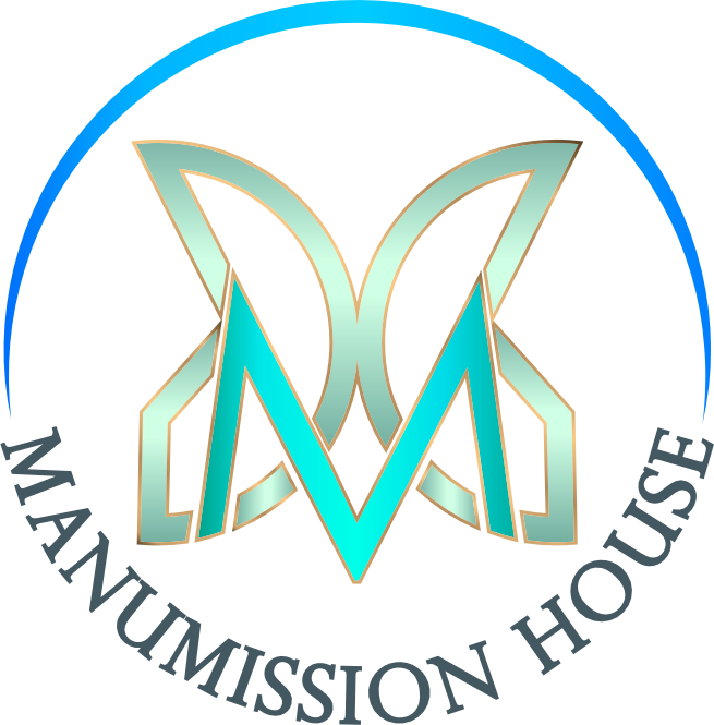 manumission house logo in blues & green