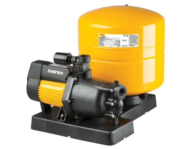 A Water Pump With a Yellow Tank Attached to It — Stockers & Partridge In Paterson, NSW