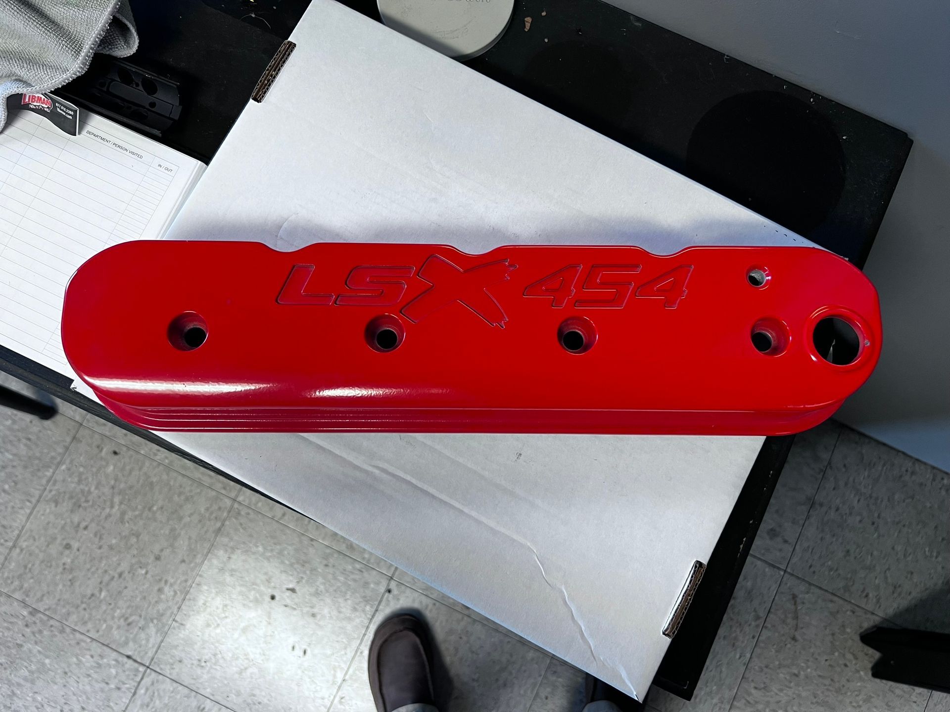A red engine cover with the word fuel on it