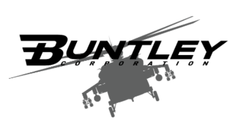 A buntley corporation logo with a helicopter in the background