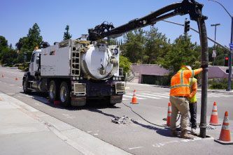 Hydrovac excavation in process