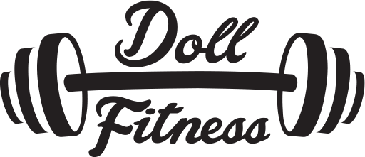 A black and white logo for a gym called doll fitness.