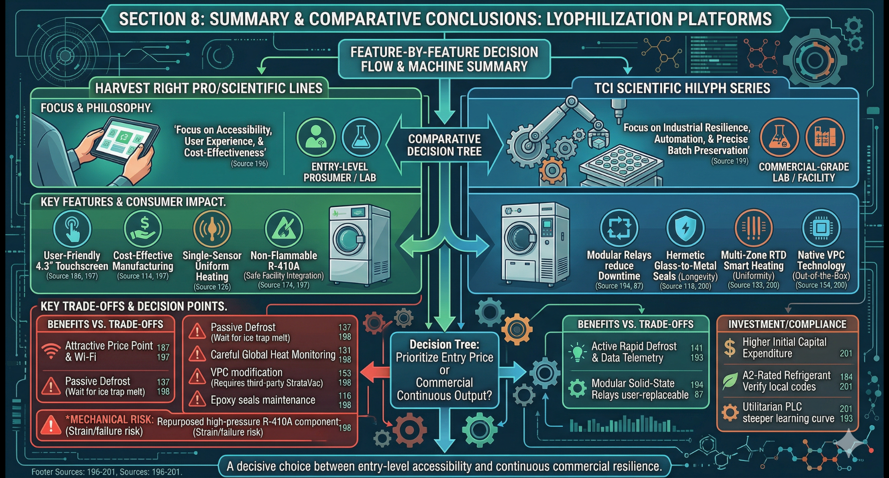 Infographic comparing industrial digitalization and automation platforms, highlighting key features, benefits, and tradeoffs.