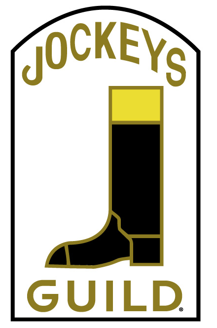 Jockeys Guild logo with gold text and a black riding boot on a white background