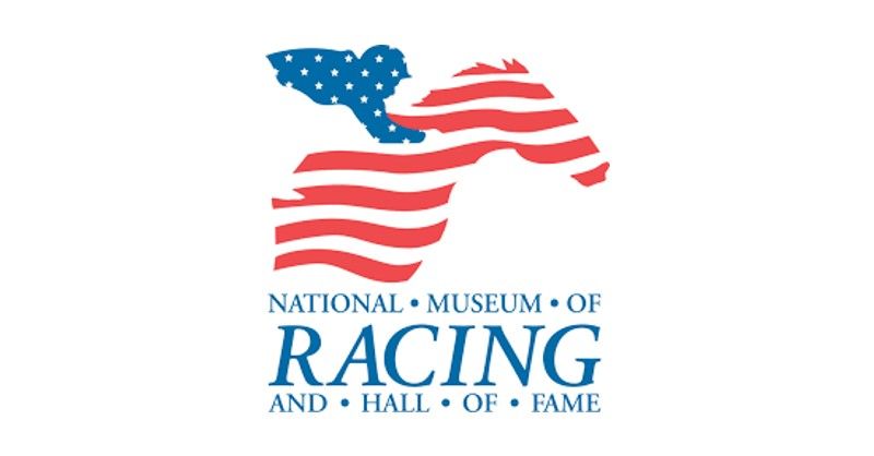 Logo of the National Museum of Racing and Hall of Fame featuring a stylized horse silhouette filled with the U.S. flag.