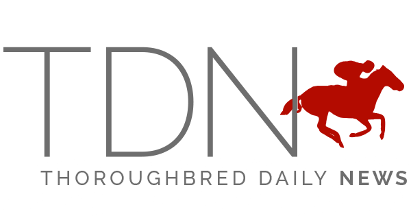 Logo for Thoroughbred Daily News featuring the gray text 