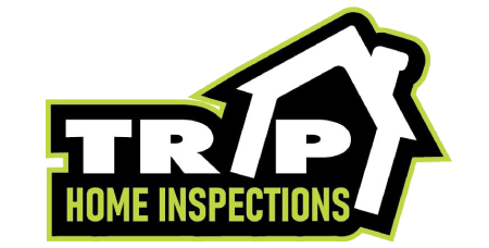 TRIP Home Inspections logo in black, white, and lime green with house roof graphic