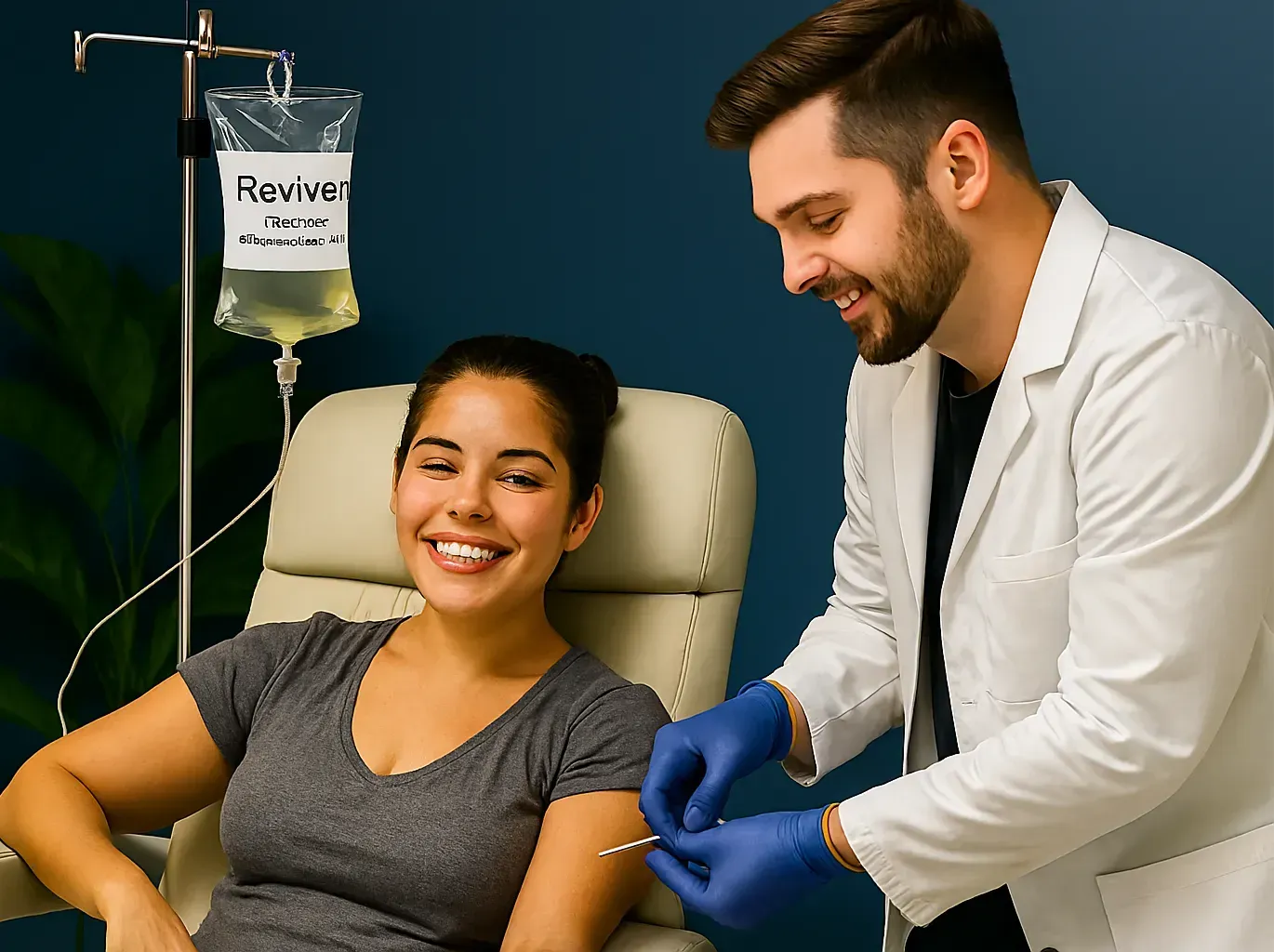 Professional athlete receiving specialized IV therapy for same-day recovery support.