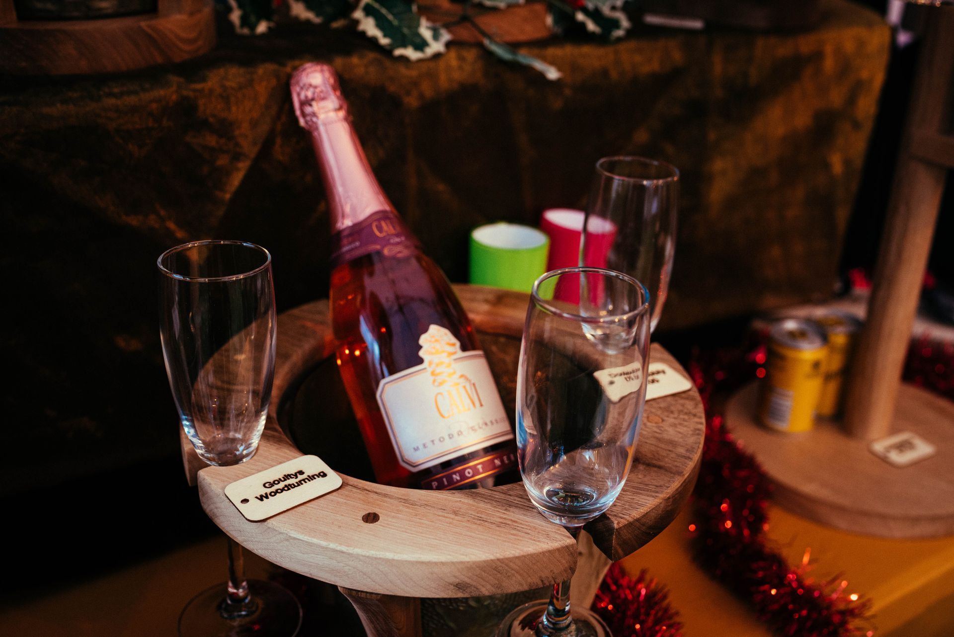 Handcrafted wooden gifts displayed at Lancaster Christmas Market