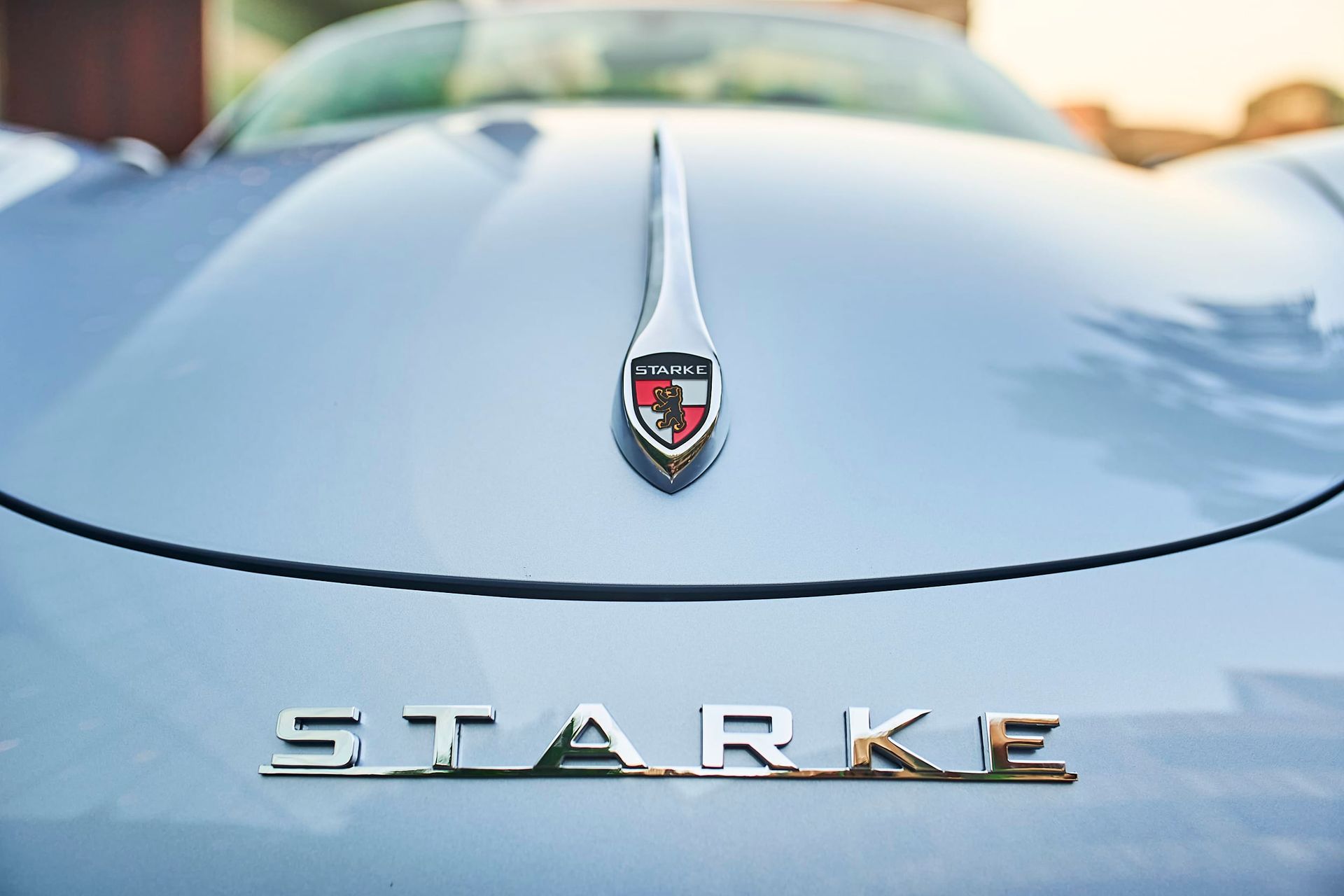 Light blue classic car hood with