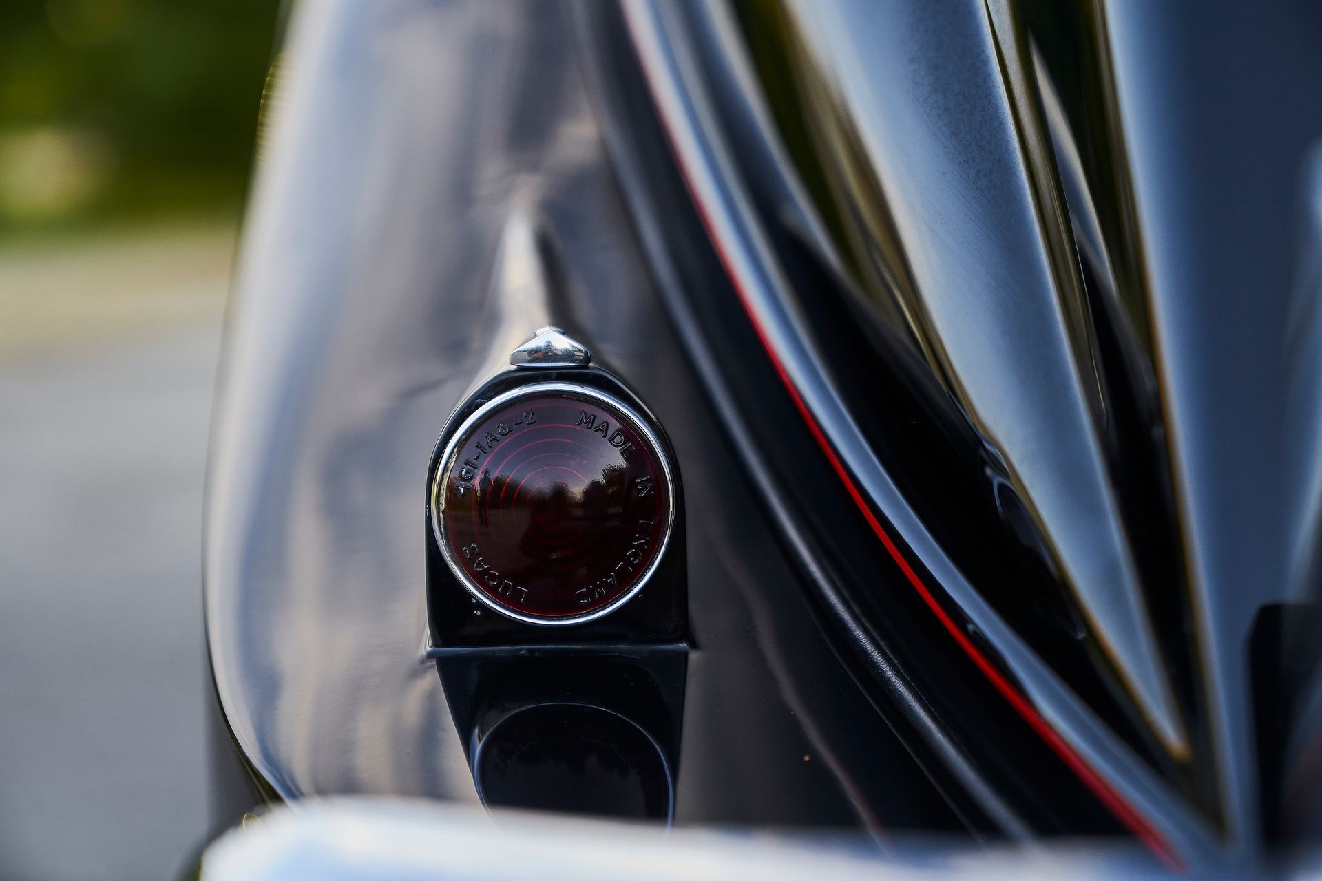 A close up of a car 's tail light