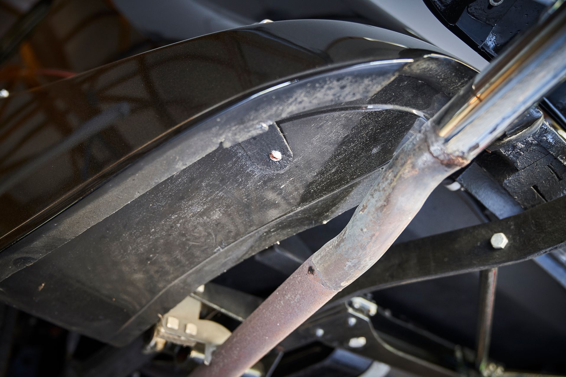 A close up of a fender on a car