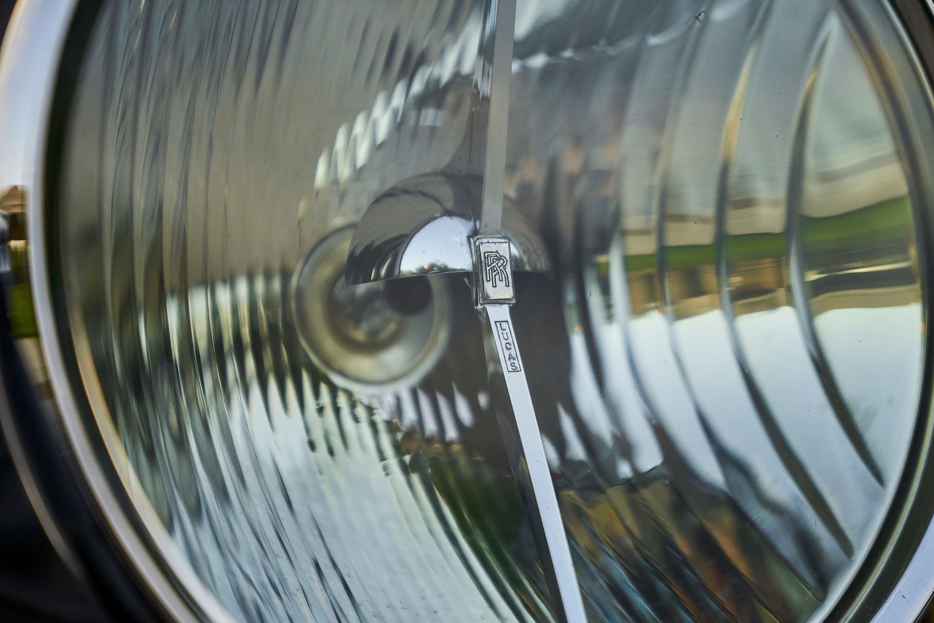 A close up of a headlight on a car