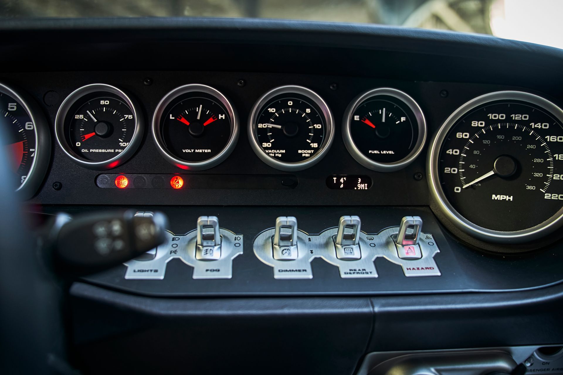 A close up of the dashboard of a car