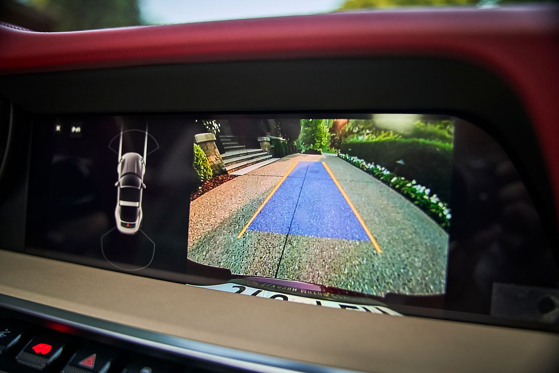 A close up of a car 's rear view camera