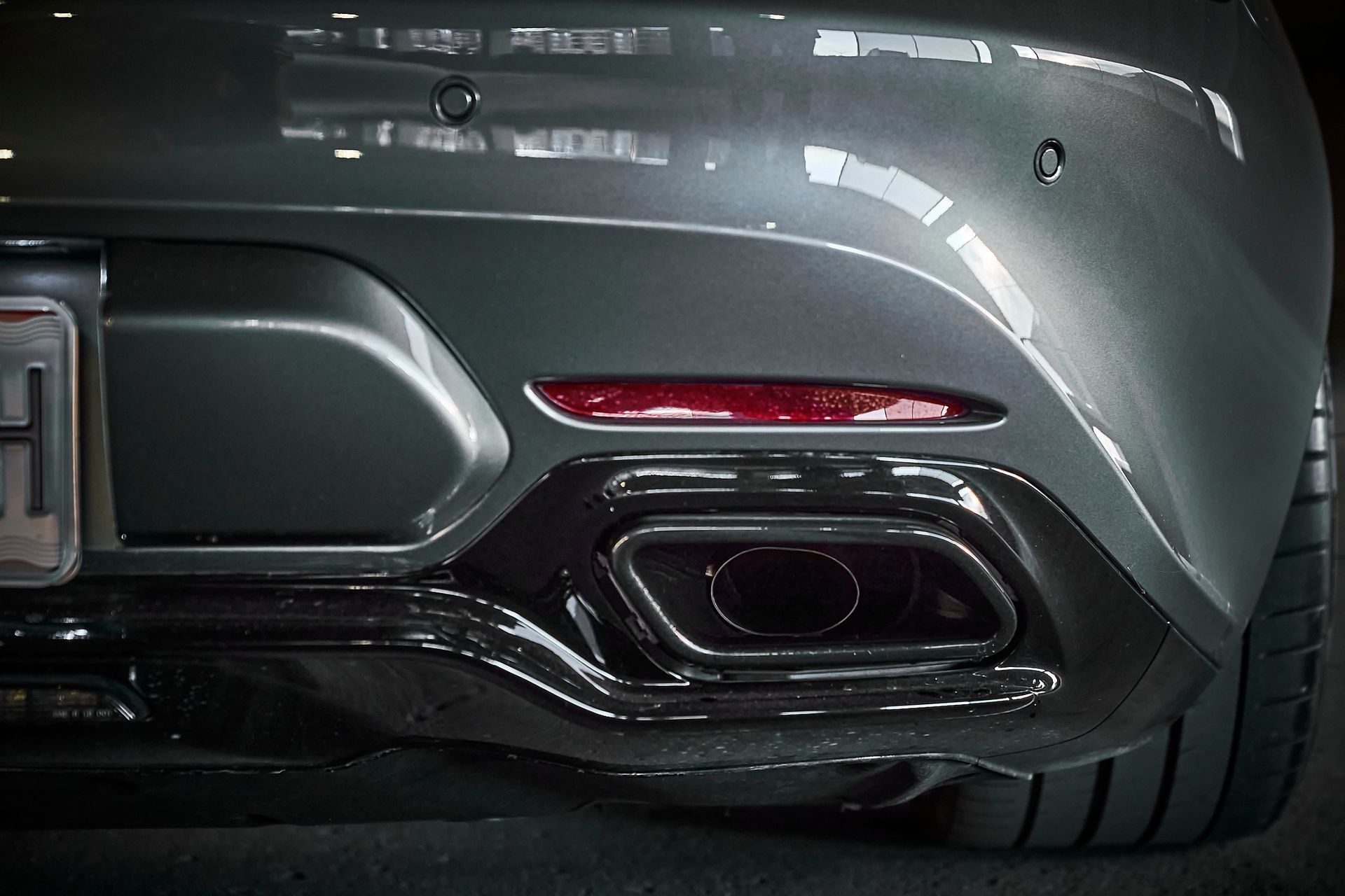 A close up of the rear end of a car