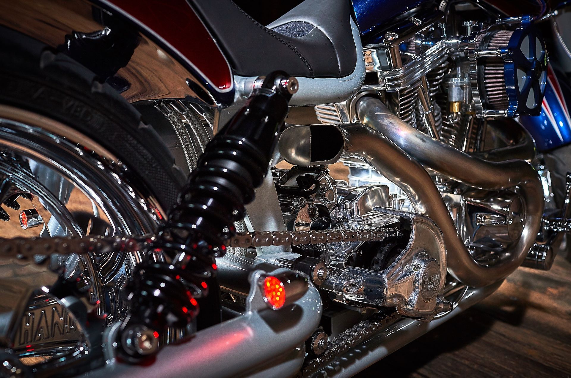 A close up of a motorcycle with a license plate that says yamaha