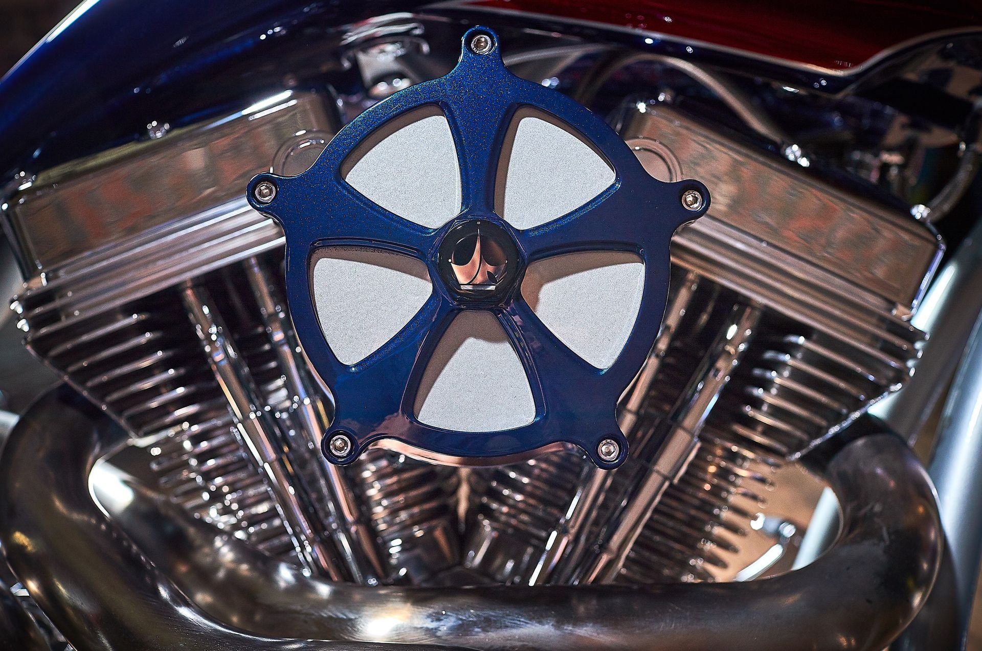 A close up of the engine of a motorcycle