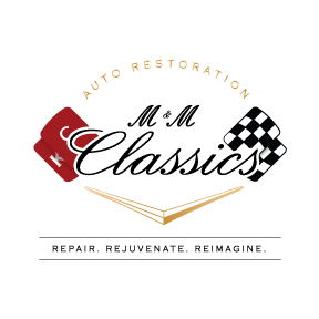 A logo for m & m classics auto restoration