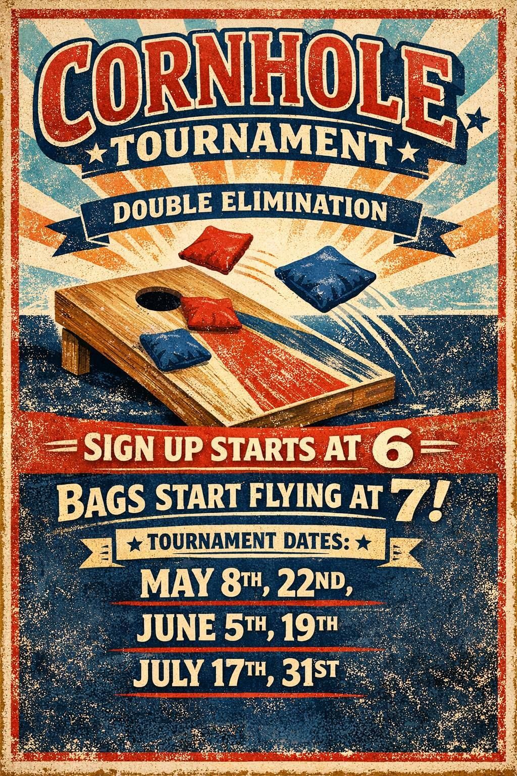 Come join us on select Friday nights for our cornhole tournament
