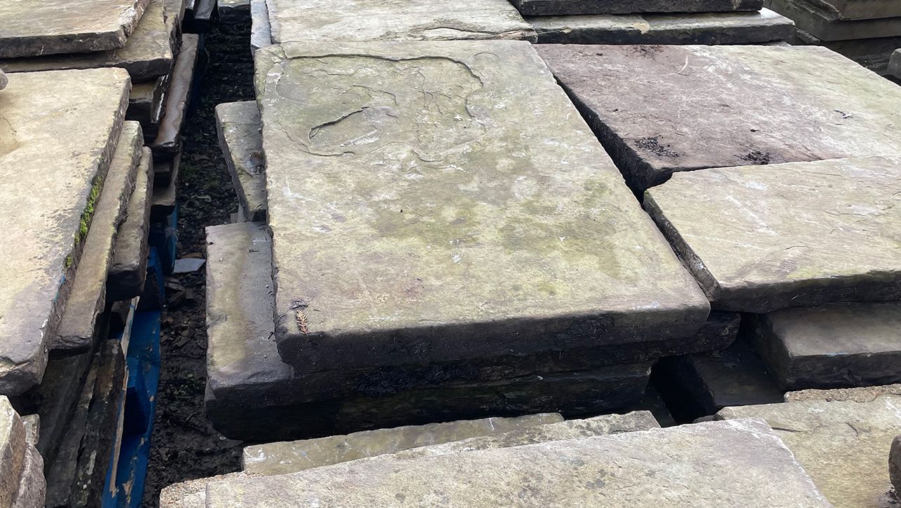 Yorkstone slabs close up