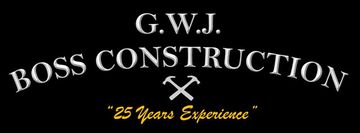 A logo for g.w.j. boss construction with 25 years experience