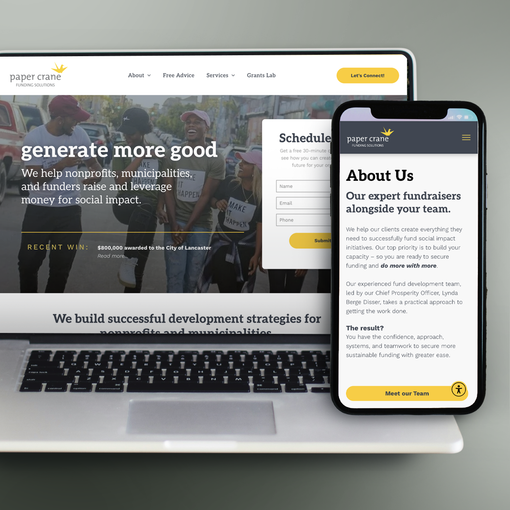 Website design for nonprofit and for-profit small businesses