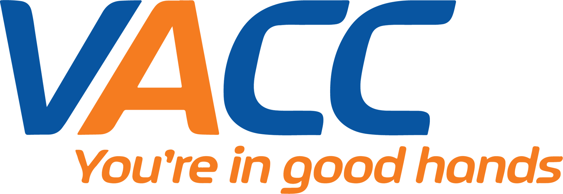 VACC logo with blue and orange text, tagline