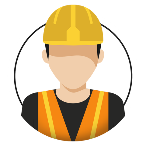A construction worker wearing a hard hat and safety vest.