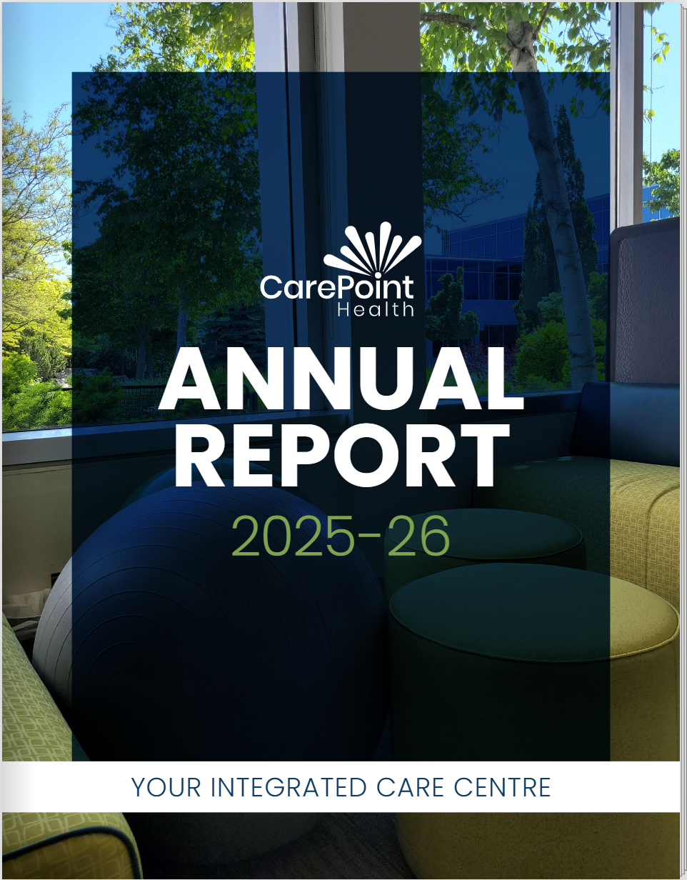 A group of people are posing for a picture on the cover of an annual report.