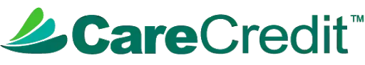 CareCredit logo: Green and teal stylized leaf design next to dark teal