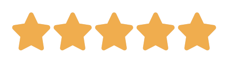 Five gold stars in a row, rating icon.