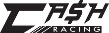 A black and white logo for trash racing on a white background.