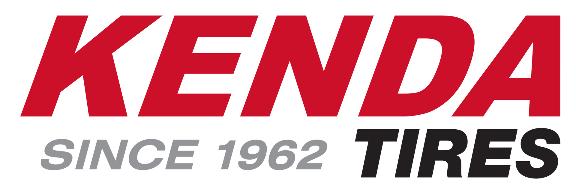 The logo for kenda since 1962 tires is red and black.