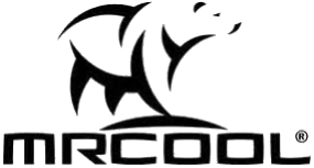 A black and white logo for a company called mrcool