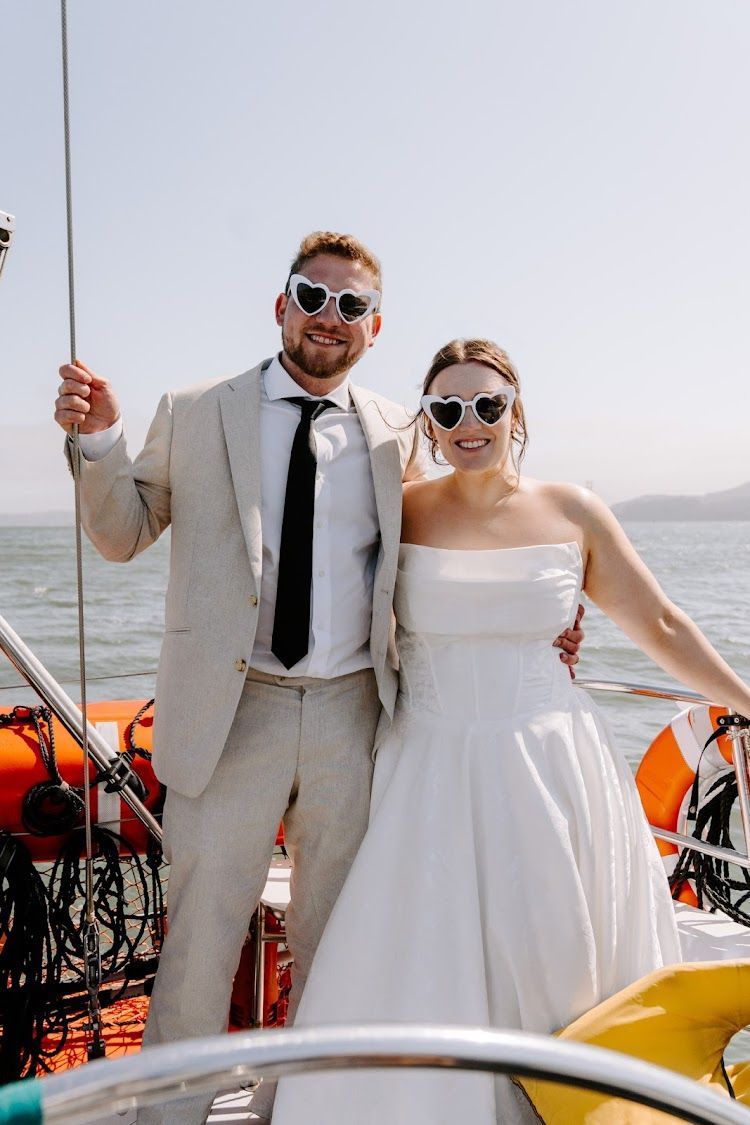 Enjoying the afterparty of a wedding ceremony with an evening sail!