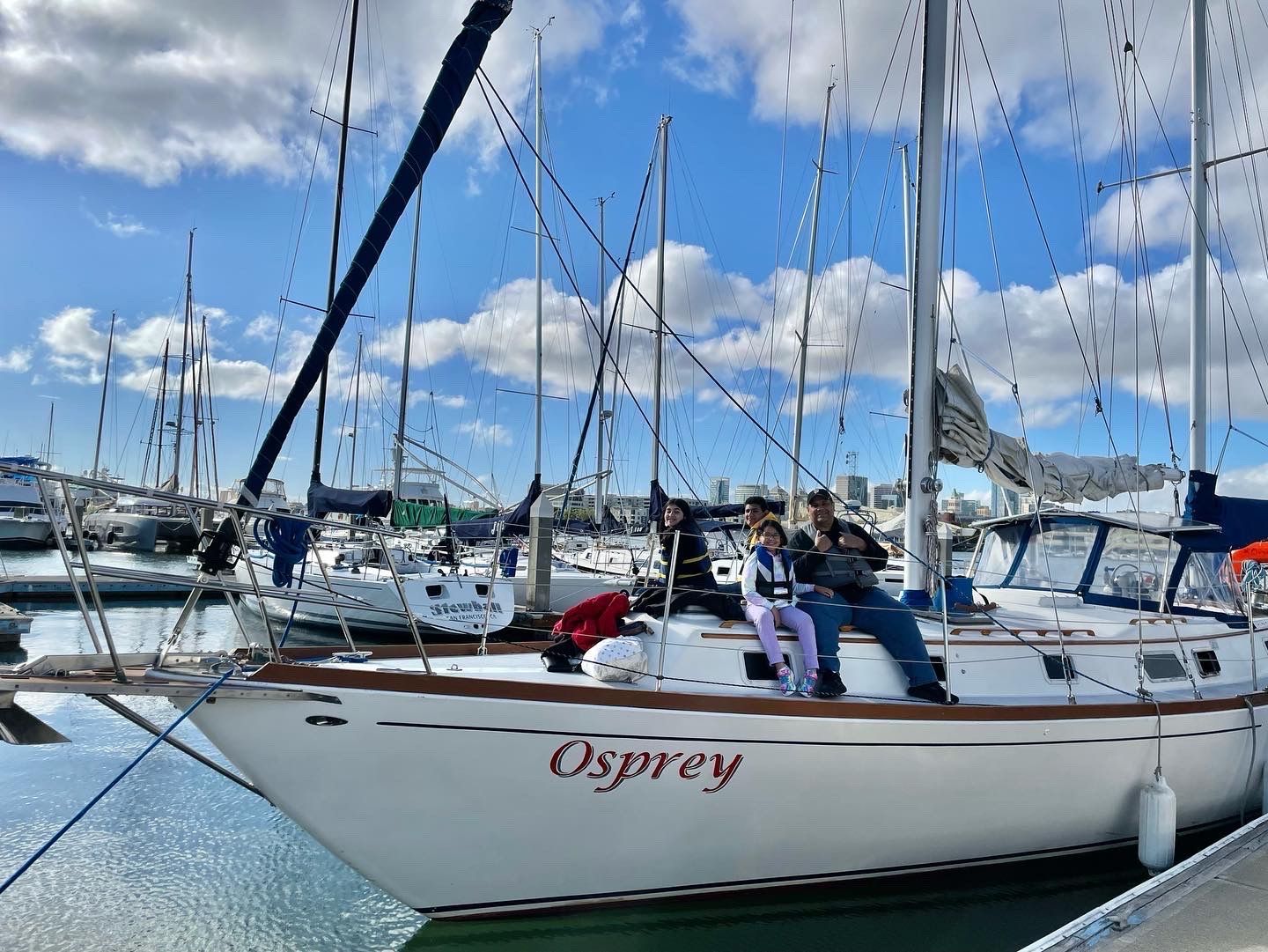 Osprey at the dock getting ready to sail.