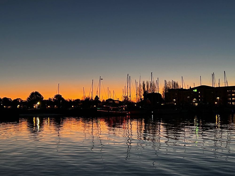 Sun setting at the docks.