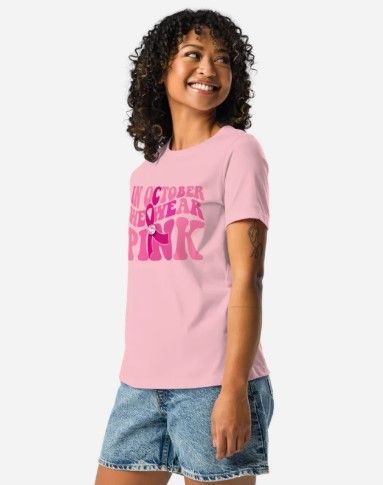 Woman in pink shirt with 